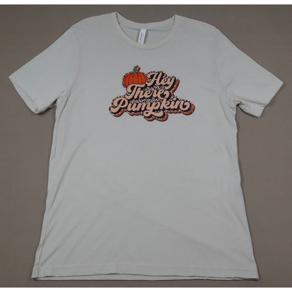 Women's Hey There Pumpkin Graphic Tee - Beige- Size L